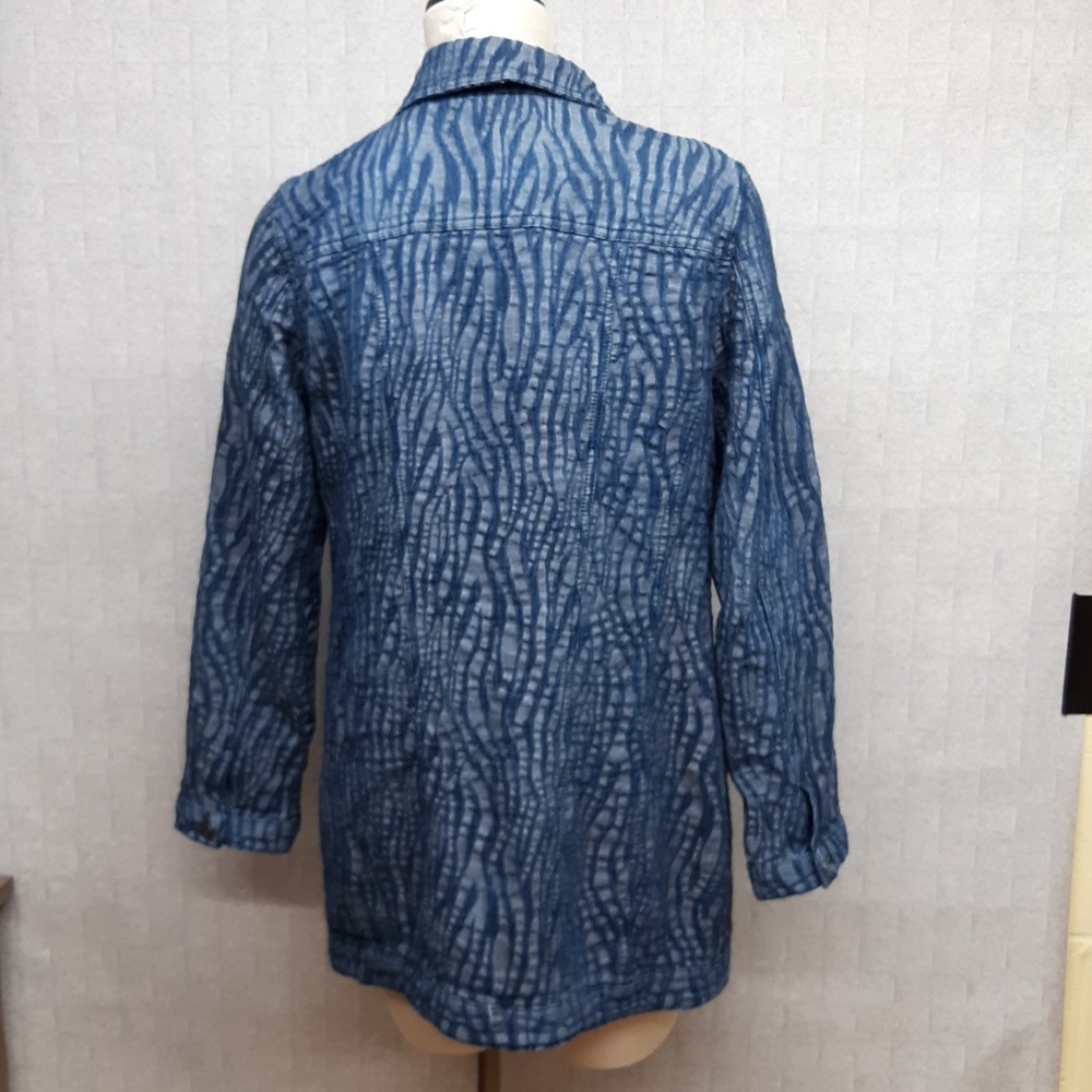 Chico's Blue Zebra Print Button Front Topper Jacket - Picture 5 of 5
